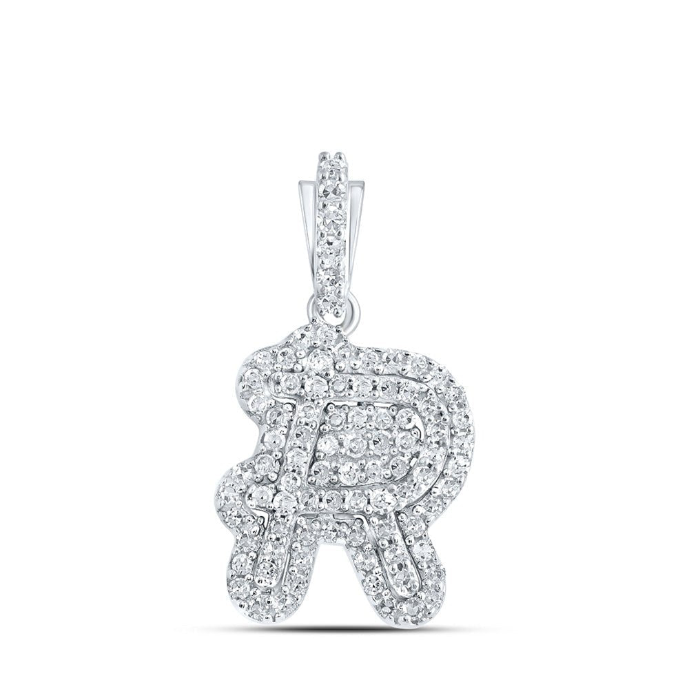 Radiant Reflections: 10kt White Gold Diamond Initial Pendant - Splendid Jewellery