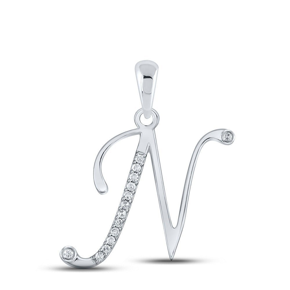 Radiant Reflections: 10kt White Gold Diamond Initial Pendant - Splendid Jewellery
