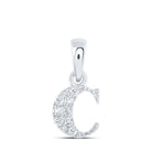 Radiant Reflections: 10kt White Gold Diamond Initial Pendant - Splendid Jewellery