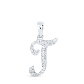 Radiant Reflections: 10kt White Gold Diamond Initial Pendant - Splendid Jewellery