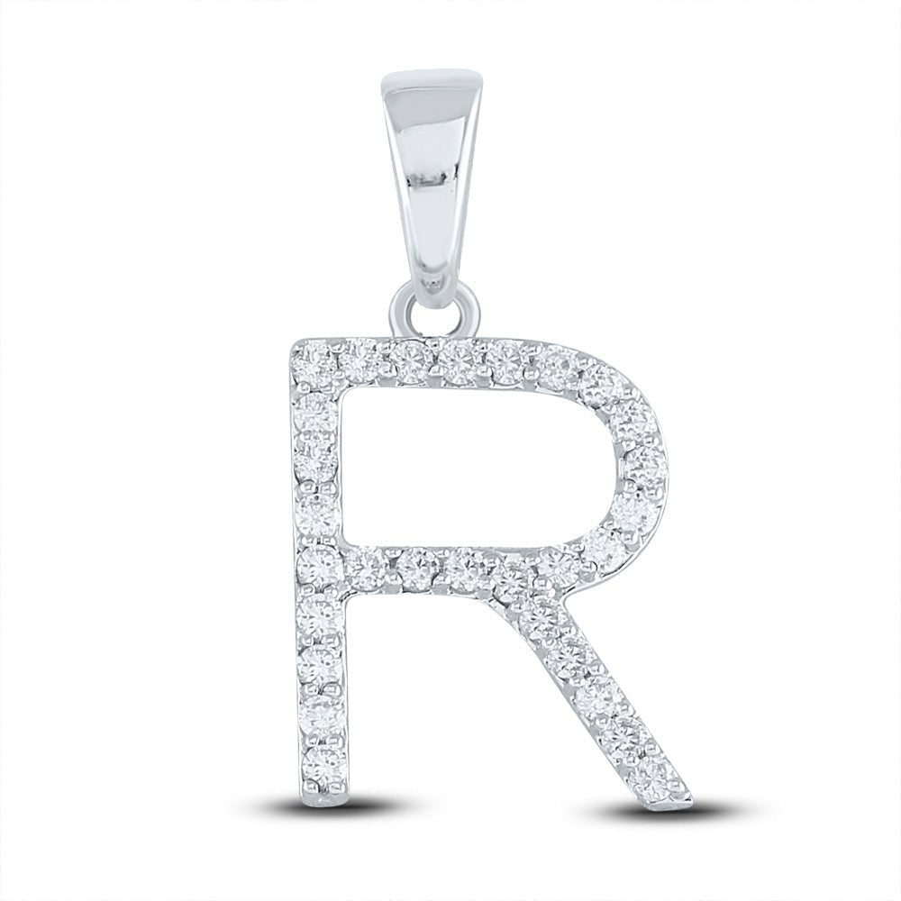 Radiant Reflections: 10kt White Gold Diamond Initial Pendant - Splendid Jewellery
