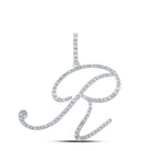 Radiant Reflections: 10kt White Gold Diamond Initial Pendant - Splendid Jewellery