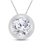 Radiant Reflections: 10kt White Gold Womens Round Diamond Bezel Solitaire Pendant - Splendid Jewellery