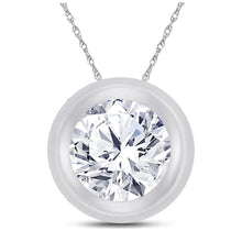 Load image into Gallery viewer, Radiant Reflections: 10kt White Gold Womens Round Diamond Bezel Solitaire Pendant - Splendid Jewellery