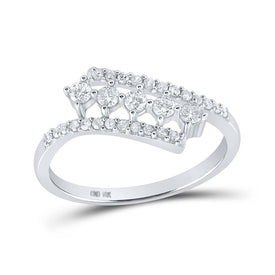 Radiant Reflections: 10kt White Gold Womens Round Diamond Bypass Fashion Ring 1/3 Cttw - Splendid Jewellery