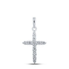 Radiant Reflections: 10kt White Gold Womens Round Diamond Cross Pendant 1/5 Cttw - Splendid Jewellery