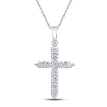 Load image into Gallery viewer, Radiant Reflections: 10kt White Gold Womens Round Diamond Cross Pendant - Splendid Jewellery