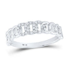 Radiant Reflections | 10kt White Gold Womens Round Diamond Cuban Link Band Ring 1/8 Cttw - Splendid Jewellery