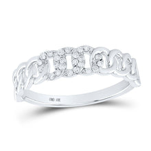 Load image into Gallery viewer, Radiant Reflections | 10kt White Gold Womens Round Diamond Cuban Link Band Ring 1/8 Cttw - Splendid Jewellery