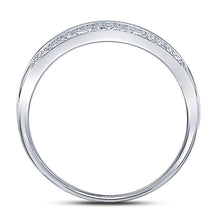 Load image into Gallery viewer, Radiant Reflections: 10kt White Gold Womens Round Diamond Double Row Band Ring 1/10 Cttw - Splendid Jewellery
