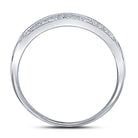 Radiant Reflections: 10kt White Gold Womens Round Diamond Double Row Band Ring 1/10 Cttw - Splendid Jewellery