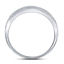 Load image into Gallery viewer, Radiant Reflections: 10kt White Gold Womens Round Diamond Double Row Band Ring 1/10 Cttw - Splendid Jewellery