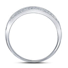 Radiant Reflections: 10kt White Gold Womens Round Diamond Double Row Band Ring 1/10 Cttw - Splendid Jewellery
