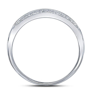 Radiant Reflections: 10kt White Gold Womens Round Diamond Double Row Band Ring 1/10 Cttw - Splendid Jewellery