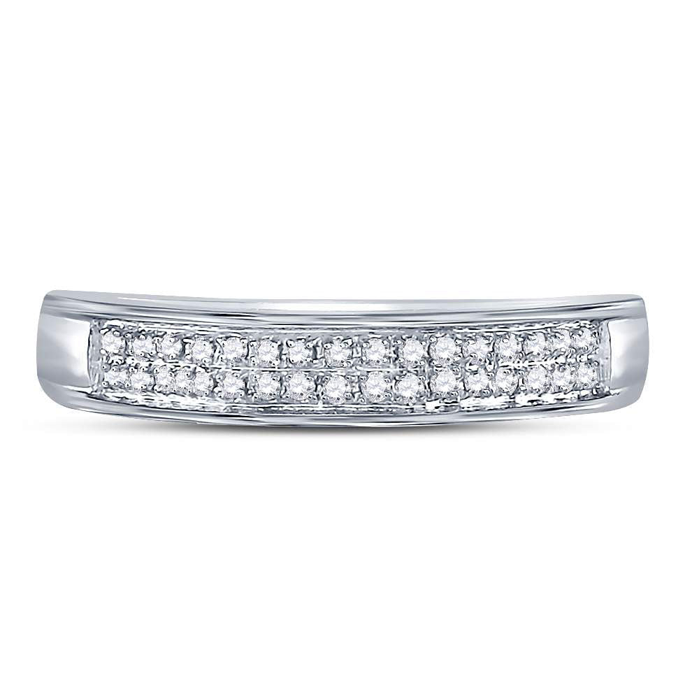 Radiant Reflections: 10kt White Gold Womens Round Diamond Double Row Band Ring 1/10 Cttw - Splendid Jewellery
