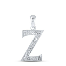 Load image into Gallery viewer, Radiant Reflections: 10kt White Gold Womens Round Diamond Initial Z Letter Pendant - Splendid Jewellery