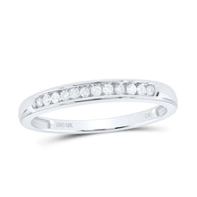 Load image into Gallery viewer, Radiant Reflections | 10kt White Gold Women&#39;s Round Diamond Single Row Band Ring 1/8 Cttw Top view from the 10Kt White Gold Womens Round Diamond Single Row Band Ring 1 8 Cttwpin49250 collection by Splendid Jewellery