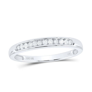 Radiant Reflections | 10kt White Gold Women's Round Diamond Single Row Band Ring 1/8 Cttw - Splendid Jewellery