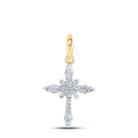 Radiant Reflections: 10kt Yellow Gold Baguette Diamond Cross Pendant - Splendid Jewellery