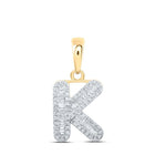 Radiant Reflections: 10kt Yellow Gold Baguette Diamond Initial Pendant - Splendid Jewellery