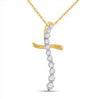 Radiant Reflections: 10kt Yellow Gold Curved Diamond Cross Pendant - Splendid Jewellery
