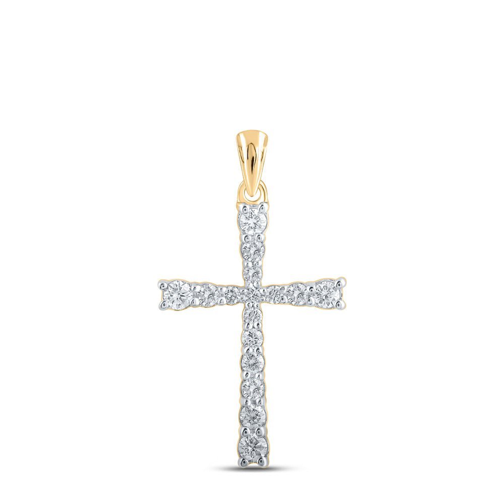 Radiant Reflections: 10kt Yellow Gold Diamond Cross Pendant - Splendid Jewellery