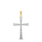Radiant Reflections: 10kt Yellow Gold Diamond Cross Pendant - Splendid Jewellery