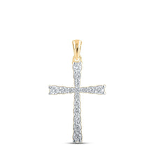 Load image into Gallery viewer, Radiant Reflections: 10kt Yellow Gold Diamond Cross Pendant - Splendid Jewellery