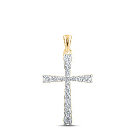 Radiant Reflections: 10kt Yellow Gold Diamond Cross Pendant - Splendid Jewellery