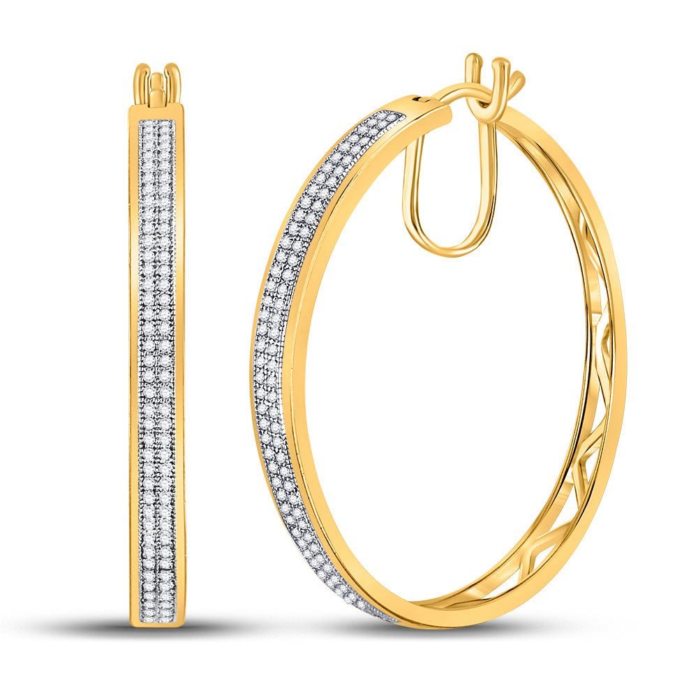 Radiant Reflections: 10kt Yellow Gold Diamond Hoop Earrings - Splendid Jewellery