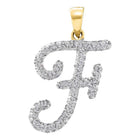Radiant Reflections: 10kt Yellow Gold Diamond Initial F Pendant - Splendid Jewellery