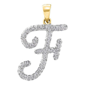 Radiant Reflections: 10kt Yellow Gold Diamond Initial F Pendant - Splendid Jewellery