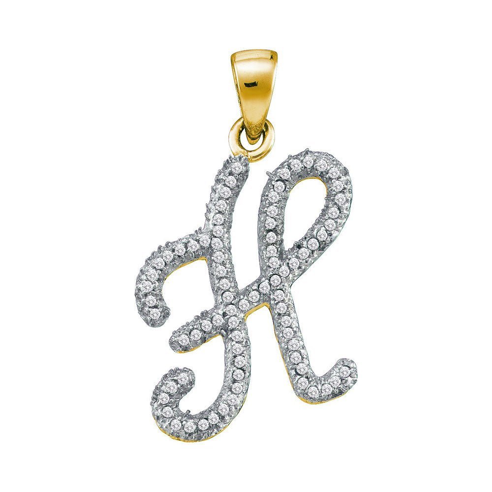 Radiant Reflections: 10kt Yellow Gold Diamond Initial H Pendant - Splendid Jewellery