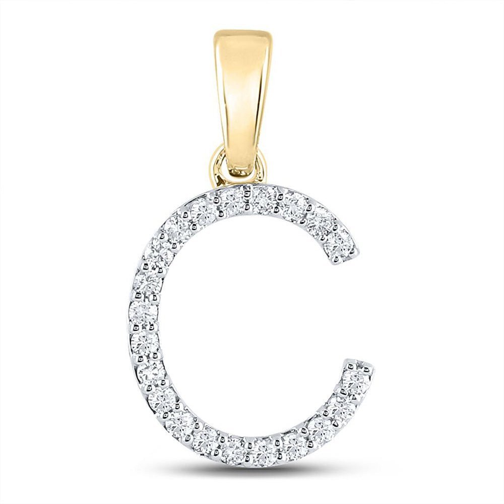 Radiant Reflections: 10kt Yellow Gold Diamond Initial Pendant - Splendid Jewellery