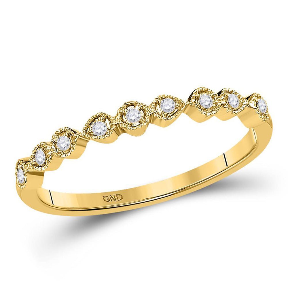 Radiant Reflections: 10kt Yellow Gold Diamond Stackable Band Ring - Splendid Jewellery