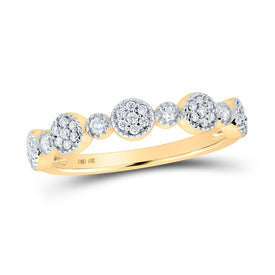 Radiant Reflections: 10kt Yellow Gold Diamond Stackable Band Ring - Top View
