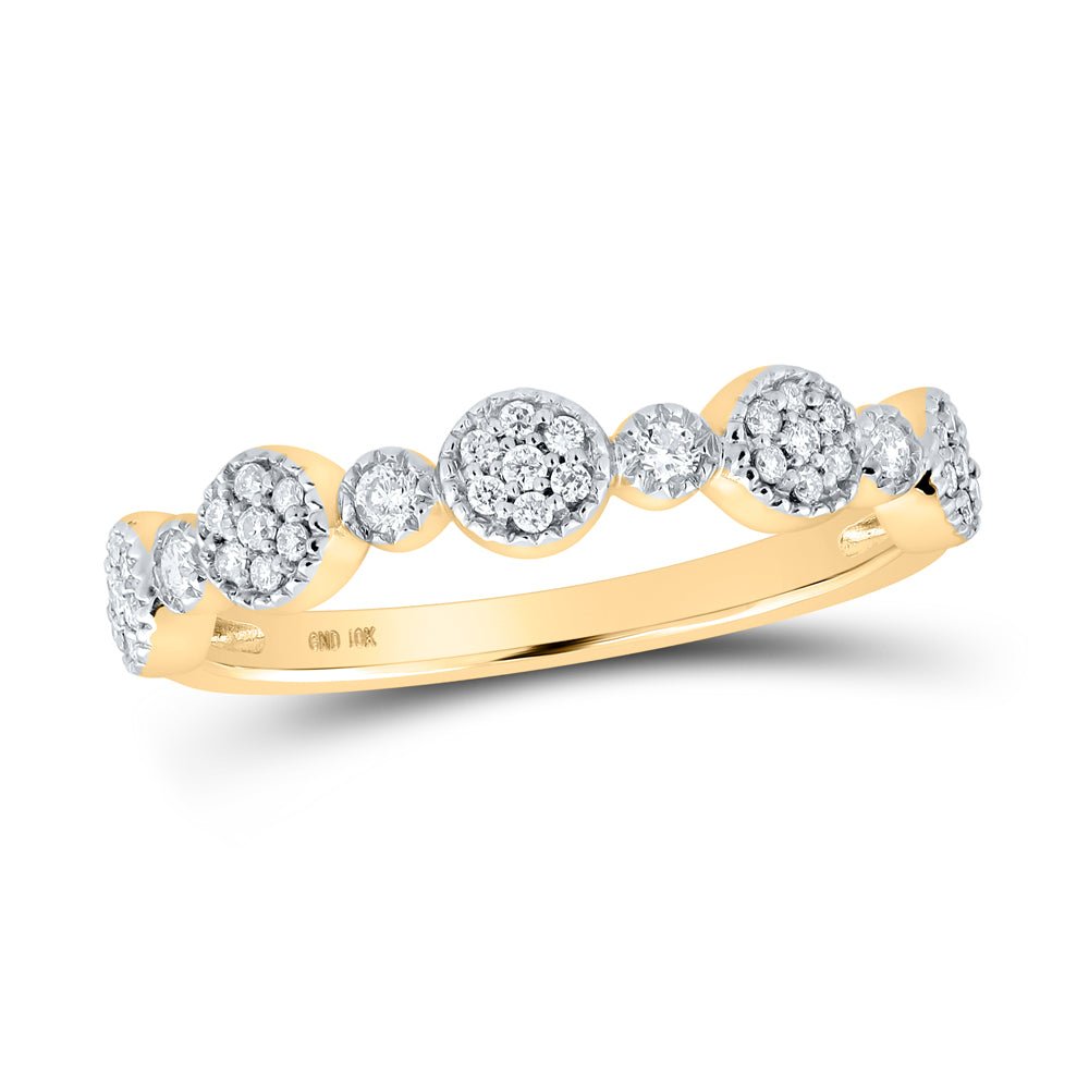 Radiant Reflections: 10kt Yellow Gold Diamond Stackable Band Ring - Top View