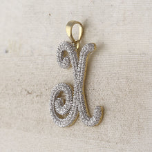 Load image into Gallery viewer, Radiant Reflections: 10kt Yellow Gold Diamond X Initial Pendant - Side View