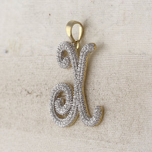 Radiant Reflections: 10kt Yellow Gold Diamond X Initial Pendant - Splendid Jewellery