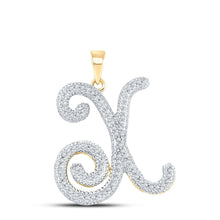 Load image into Gallery viewer, Radiant Reflections: 10kt Yellow Gold Diamond X Initial Pendant - Top View