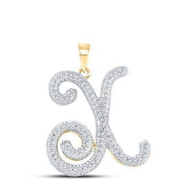 Radiant Reflections: 10kt Yellow Gold Diamond X Initial Pendant - Top View