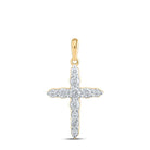 Radiant Reflections: 10kt Yellow Gold Womens Diamond Cross Pendant - Splendid Jewellery
