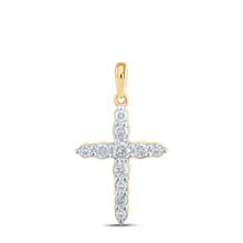 Load image into Gallery viewer, Radiant Reflections: 10kt Yellow Gold Womens Diamond Cross Pendant - Splendid Jewellery