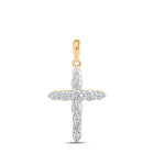 Radiant Reflections: 10kt Yellow Gold Womens Diamond Cross Pendant - Splendid Jewellery