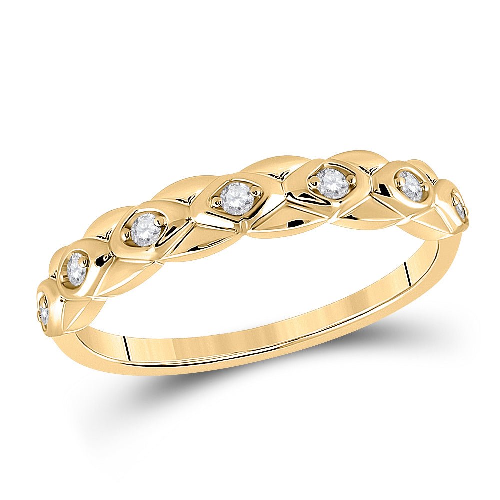 Radiant Reflections: 10kt Yellow Gold Womens Round Diamond Band Ring 1/10 Cttw - Splendid Jewellery