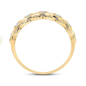 Radiant Reflections: 10kt Yellow Gold Womens Round Diamond Band Ring 1/10 Cttw - Splendid Jewellery