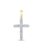 Radiant Reflections: 10kt Yellow Gold Womens Round Diamond Cross Pendant 1 - 1/2 Cttw - Splendid Jewellery