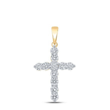 Load image into Gallery viewer, Radiant Reflections: 10kt Yellow Gold Womens Round Diamond Cross Pendant 1 - 1/2 Cttw - Splendid Jewellery