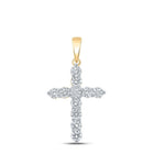 Radiant Reflections: 10kt Yellow Gold Womens Round Diamond Cross Pendant 1 - 1/2 Cttw - Splendid Jewellery