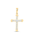 Radiant Reflections: 10kt Yellow Gold Womens Round Diamond Cross Pendant 1/5 Cttw  Top View from Splendid Jewellery